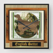 それの英国セッターのスポーツ スクエア壁時計 (正面)