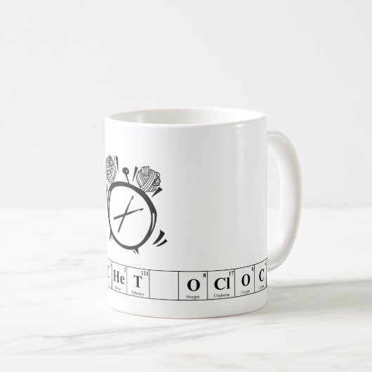 それはかぎ針編みの時の要素のコーヒー・マグです コーヒーマグカップ (正面右)