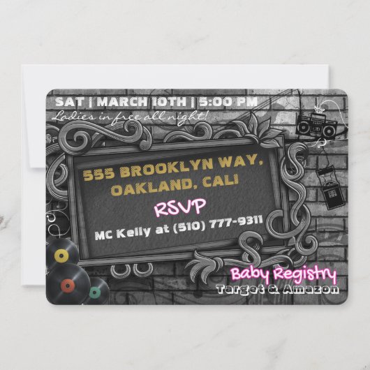 それはすべてDream|の90年代のヒップホップのピンク及び金ゴールドでした 招待状 (裏面)