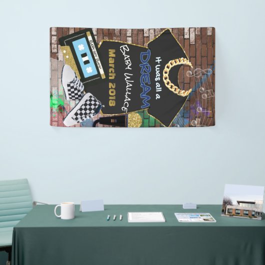 それはすべてDream|の90年代のヒップホップの青及び金ゴールドでした 横断幕 (トレードショー)