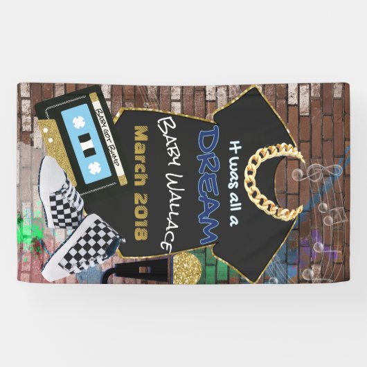 それはすべてDream|の90年代のヒップホップの青及び金ゴールドでした 横断幕 (横)