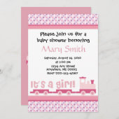 "それはです女の子!"  おもちゃの列車のベビーシャワーの招待状 招待状 (正面/裏面)