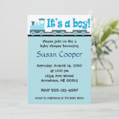 "それはです男の子!" おもちゃの列車のベビーシャワーの招待状 招待状 (スタンド正面)