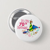 それはです私の第70誕生日(パーティーの帽子) 缶バッジ (正面&裏面)