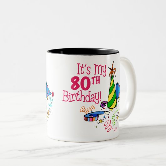 それはです私の第80誕生日(パーティーの帽子) ツートーンマグカップ (正面右)