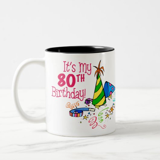 それはです私の第80誕生日(パーティーの帽子) ツートーンマグカップ (左)