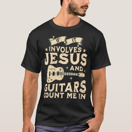 それはもしイエスとギターのレトロChriを含む女性 Tシャツ (正面)
