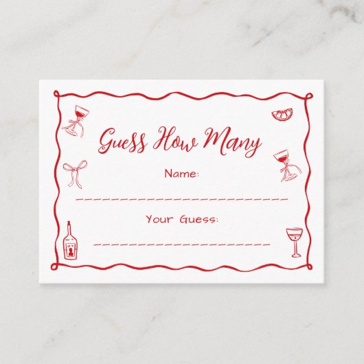 それはアモアブライダルシャワー推測カード数 エンクロージャーカード (正面)