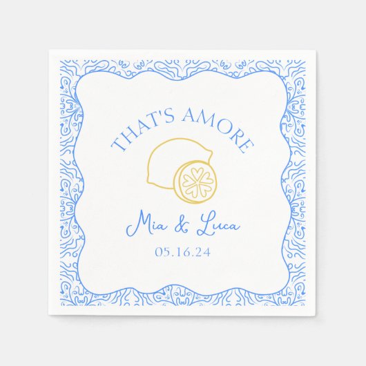 それはアモーレモンブルータイルアマルフィ結婚イタリア スタンダードカクテルナプキン (正面)