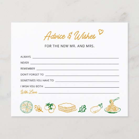 それはアモーレ素朴イタリアンアドバイスとウィッシュのカードだ (正面)