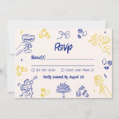それはアモーレ!青と黄色のイタリアンRSVP 招待状 (正面)