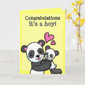 それはカスタマイズ可能な少年のPanda Bear cudleだ カード (黄色い花)