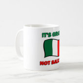 それはグレービーないソースおもしろいなイタリア人のイタリアピザトムです コーヒーマグカップ (正面左)