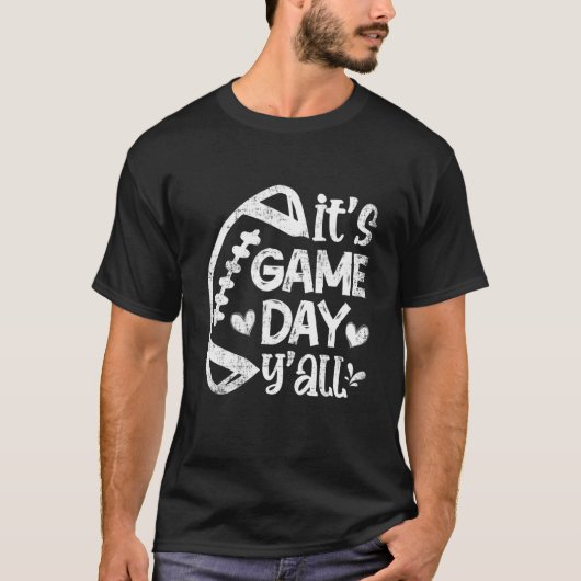 それはゲームデイY'allサッカーゲームデイVibesフットバ Tシャツ (正面)