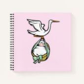 それはコウノトリがピンクのライセンスを持って来ている女の子だ ノートブック (正面)