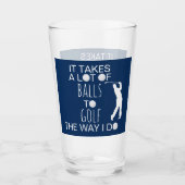 それはゴルフのギフトに多くのおもしろいボールを取る タンブラーグラス (正面)