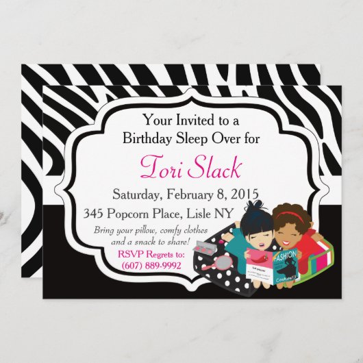 それはスランバー・パーティーです! 招待状 (正面/裏面)