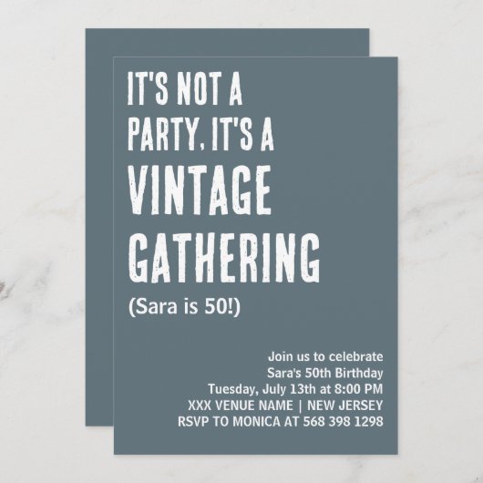 それはパーティーではないヴィンテージ収集誕生日 招待状 (正面/裏面)