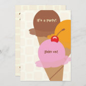 それはパーティーのアイスクリームの誕生日のパーティの招待状です 招待状 (正面/裏面)