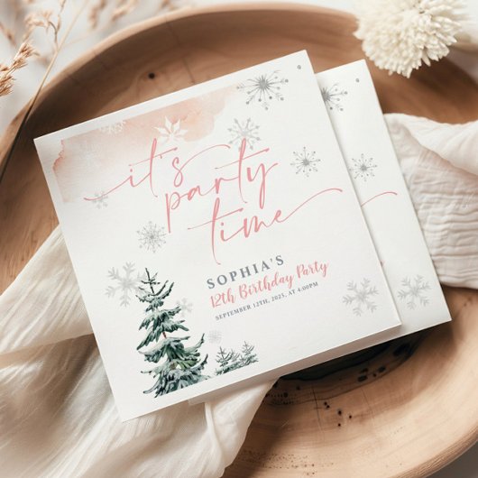 それはパーティータイム誕生日ナプキンス、冬の誕生日 スタンダードランチョンナプキン