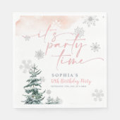 それはパーティータイム誕生日ナプキンス、冬の誕生日 スタンダードランチョンナプキン (正面)