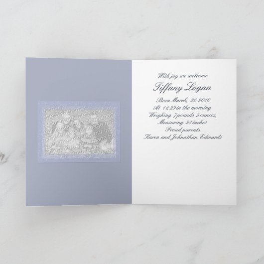 それはベビーカーの誕生の発表を用いる男の子です 案内状 (内部)