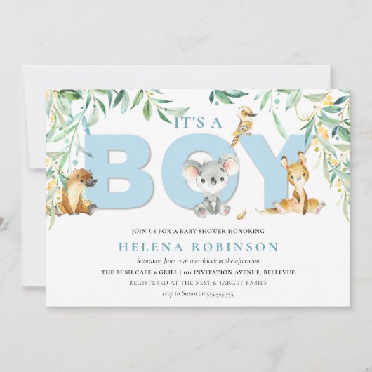 それはボーイブッシュベビーベビーシャワー招待状 招待状 (正面)