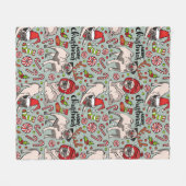 それはメリーなパグのクリスマスパターンです フリースブランケット (正面(横))