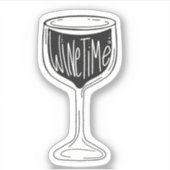 それはワインタイム黒と白のワイングラスのシール シール (正面)