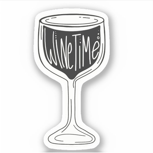 それはワインタイム黒と白のワイングラスのシール シール (正面)