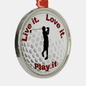 それは住んでいます。 それを愛して下さい。 それを遊んで下さい メタルオーナメント (右)