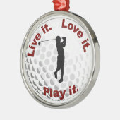 それは住んでいます。 それを愛して下さい。 それを遊んで下さい メタルオーナメント (左)