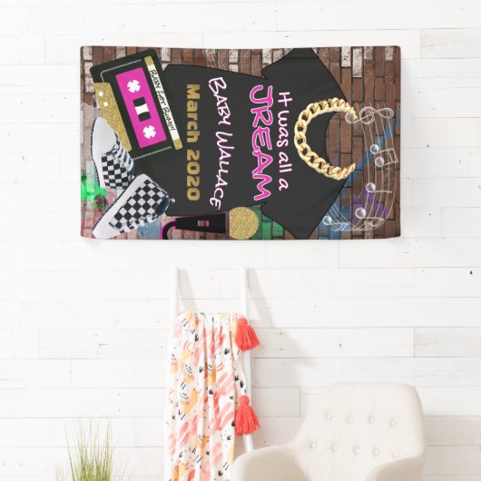 それは全てジュリームだった| 90'sヒップホップブルー&金ゴールド 横断幕 (インサイチュ)