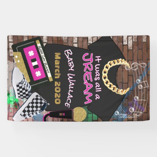 それは全てジュリームだった| 90'sヒップホップブルー&金ゴールド 横断幕 (横)