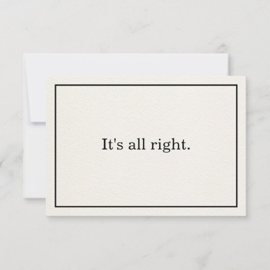 それは全て正しいミニマル主義の肯定カードである 招待状 (正面)