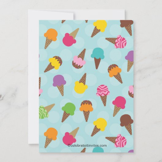 それは夏のアイスクリームのパーティの招待状です 招待状 (裏面)