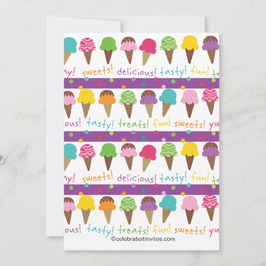 それは夏のアイスクリームのパーティの招待状です 招待状 (裏面)