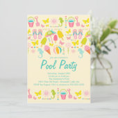 それは夏のビーチのプールのパーティの招待状です 招待状 (スタンド正面)