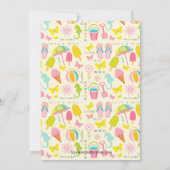 それは夏のビーチのプールのパーティの招待状です 招待状 (裏面)