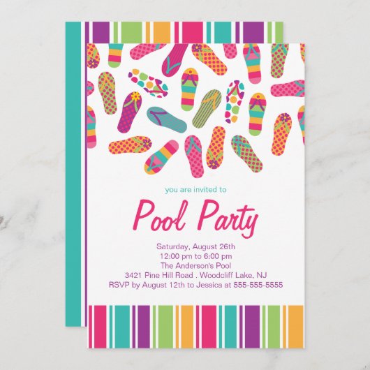 それは夏の双安定回路のプールのパーティの招待状です 招待状 (正面/裏面)