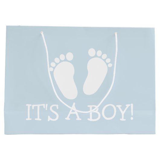 それは大きい男の子のかわいい足跡のベビーシャワーのパーティーです ラージペーパーバッグ (裏面)