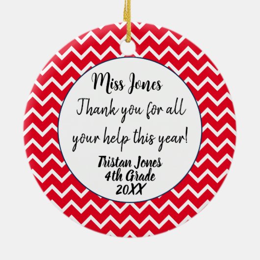 それは大きなハート先生のリンゴのクリスマスプレゼントを取る セラミックオーナメント (裏面)