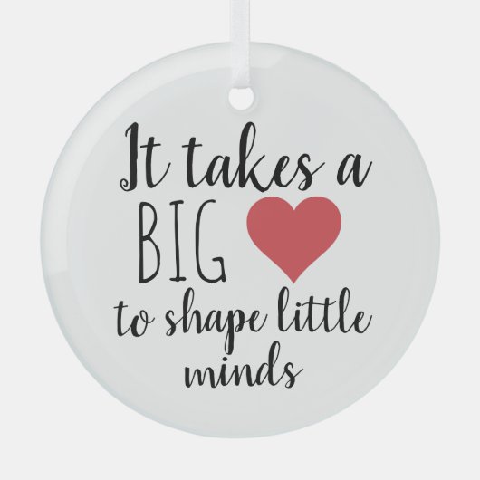 それは大きなハート先生感謝の贈り物を取る ガラスオーナメント (正面)