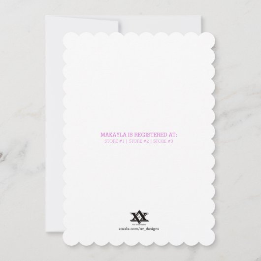 それは女の子です! エレガントなピンクおよび灰色の水玉模様 招待状 (裏面)