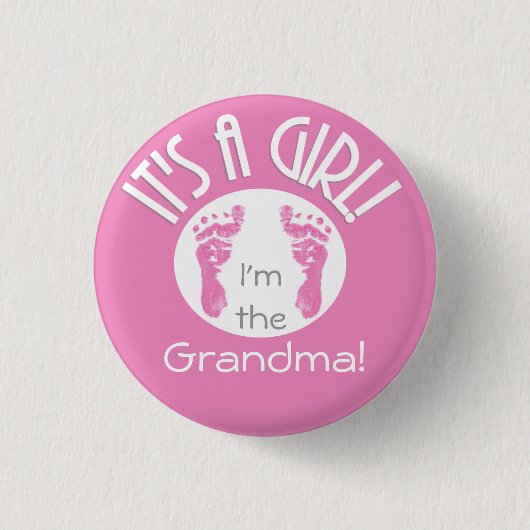 それは女の子です! 円形親類のための新生児ボタン- 缶バッジ (正面)