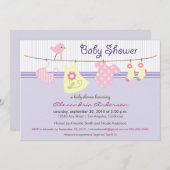 それは女の子です! Clotheslineのベビーシャワーの招待状 招待状 (正面/裏面)