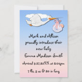 それは女の子のこうのとりの誕生の発表です 案内状 (裏面)