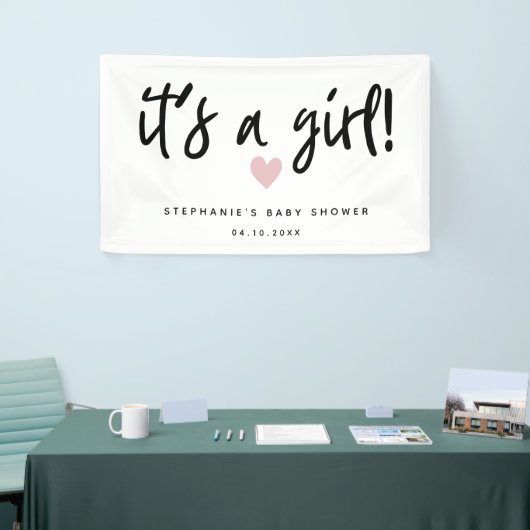 それは女の子のシンプルなピンクのハートのベビーシャワーです 横断幕 (トレードショー)