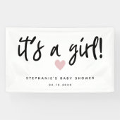 それは女の子のシンプルなピンクのハートのベビーシャワーです 横断幕 (横)