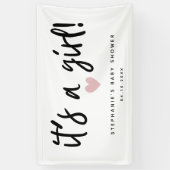 それは女の子のシンプルなピンクのハートのベビーシャワーです 横断幕 (縦)